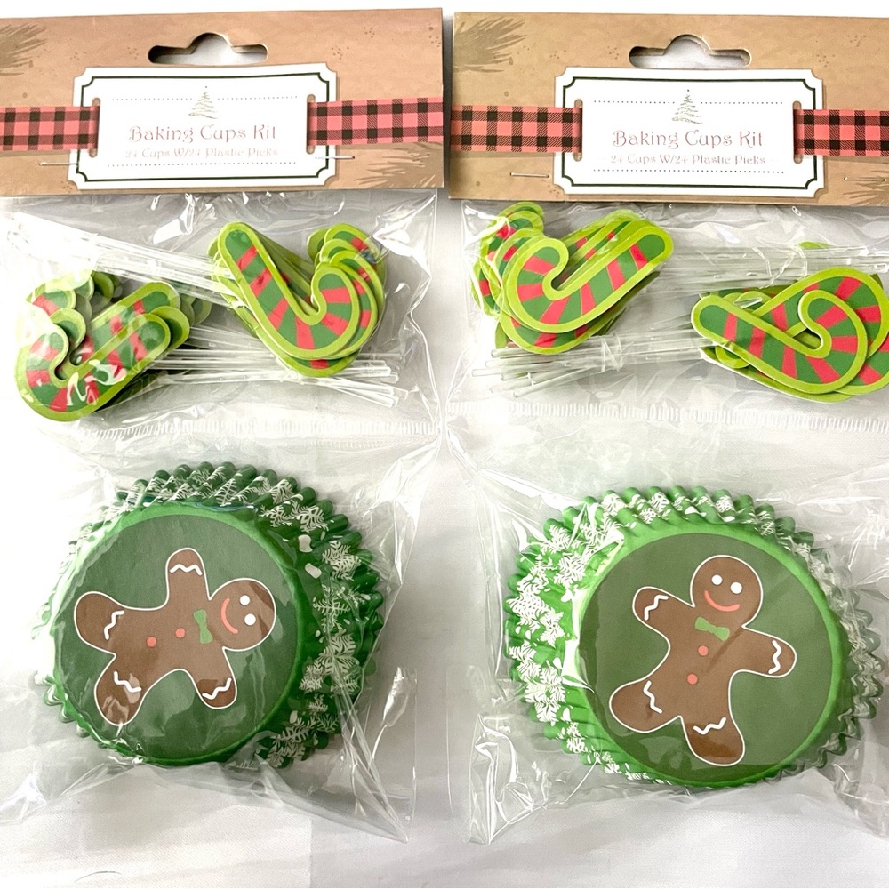 2pk of 24 count gingerbread man cupcake papers & picks kit, 48 total